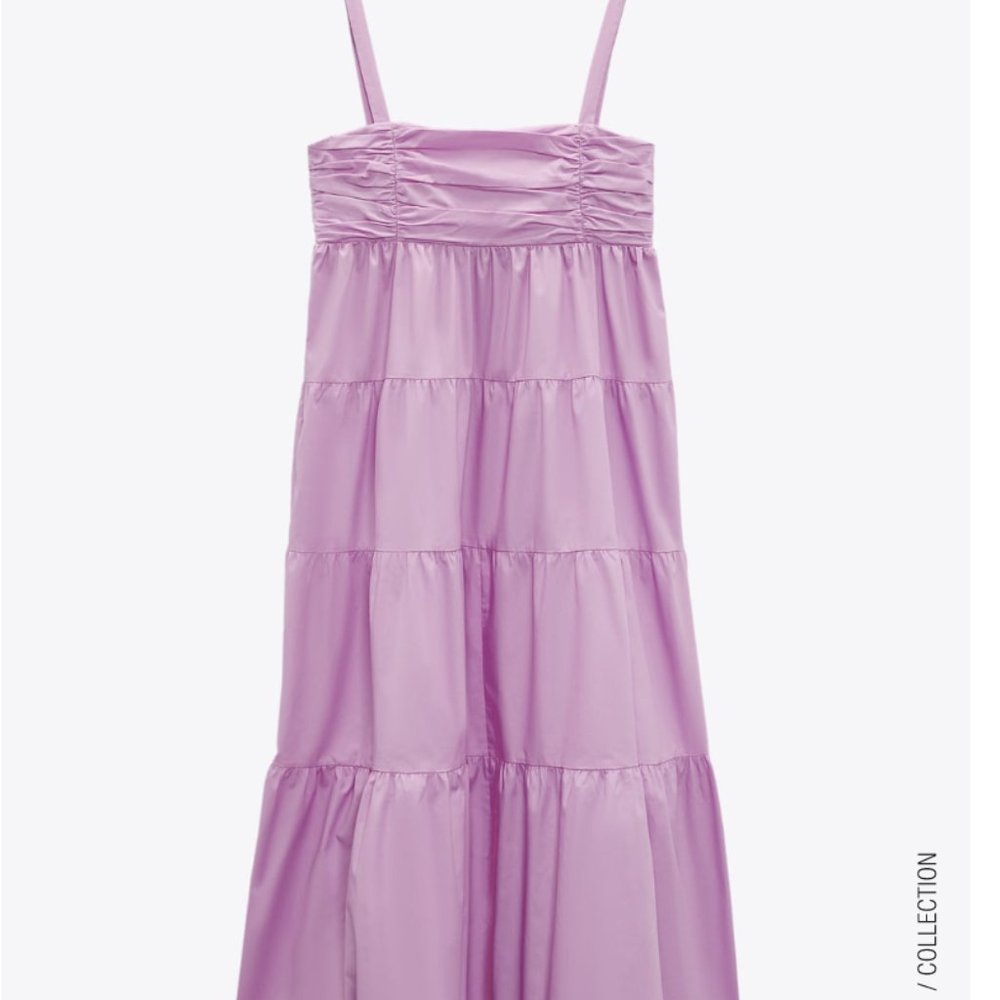 NEW Zara Pink Tiered Midi Dress